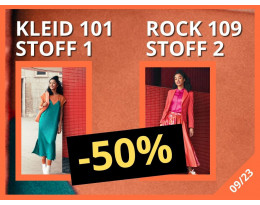 Burda Style 09/23 Kleid 101/ Stoff 1 und Rock 109/ Stoff 2